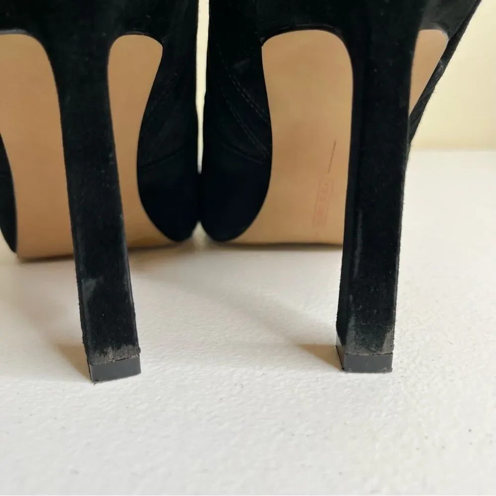 Vince Camuto Black Talanna Bootie Suede Leather Squared Toe Pull On Women 9